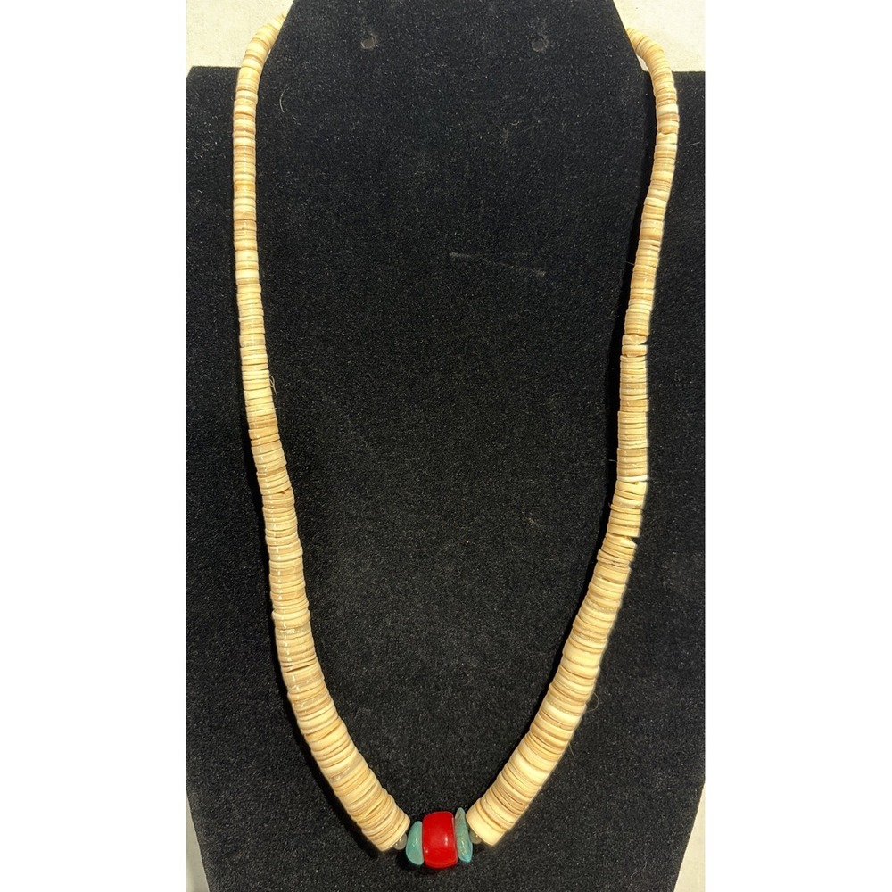 Navajo Warren Kasuse Heishi Shell Necklace Turquoise Coral COA Authentic
